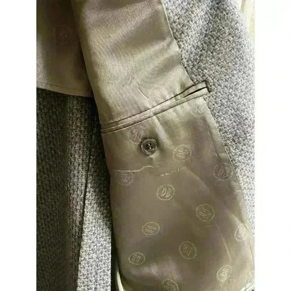 Donald Brooks Men's Herringbone Gray Virgin Wool Suit Blazer With Pockets - Picture 8 of 14